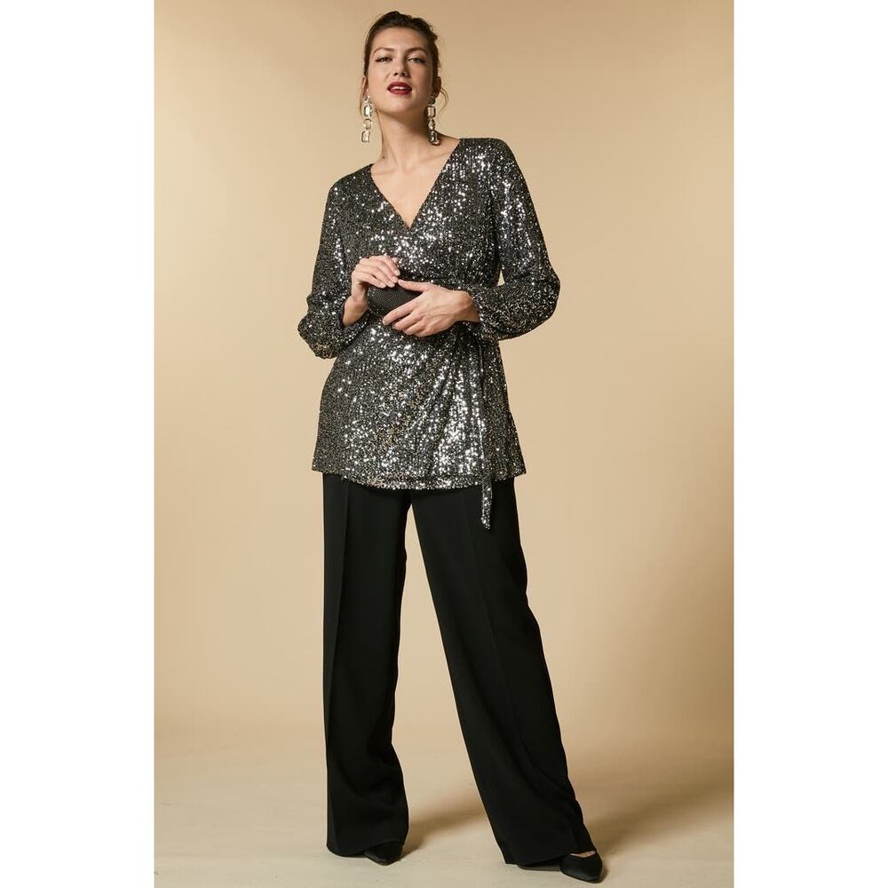 NWT Marina Rinaldi Festivo Sequin Wrap Top Plus 22 Event Party Glams Italy Made